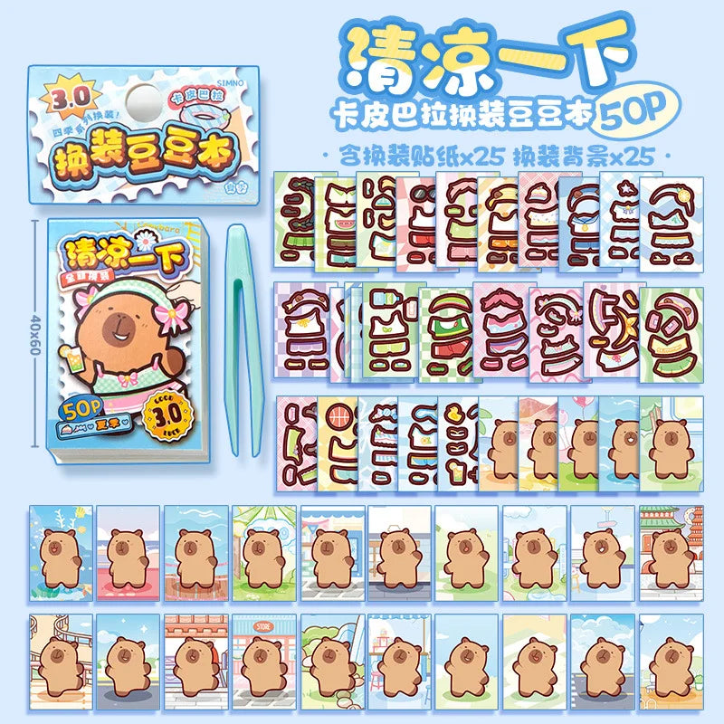 Capibala Dress Up Stickers Creative Four Seasons Scene Bean collection Sticker Children DIY Handmade Sticker Book-5