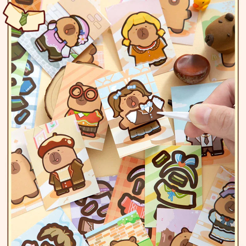 Capibala Dress Up Stickers Creative Four Seasons Scene Bean collection Sticker Children DIY Handmade Sticker Book-4