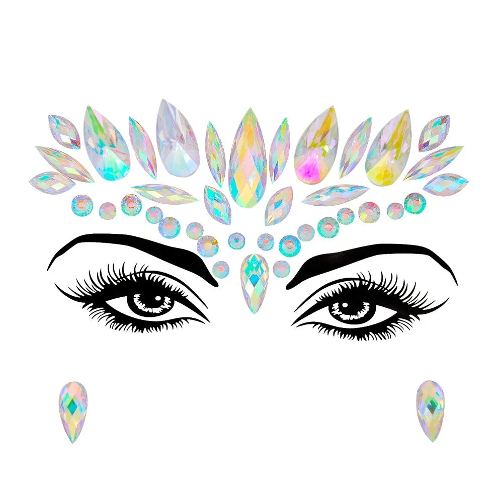 1pcs Festival Face Jewels Crystal Body Stickers Make Up Face Gems Glitter Rhinestones Face Sticker for Festival Party Dress Up-16