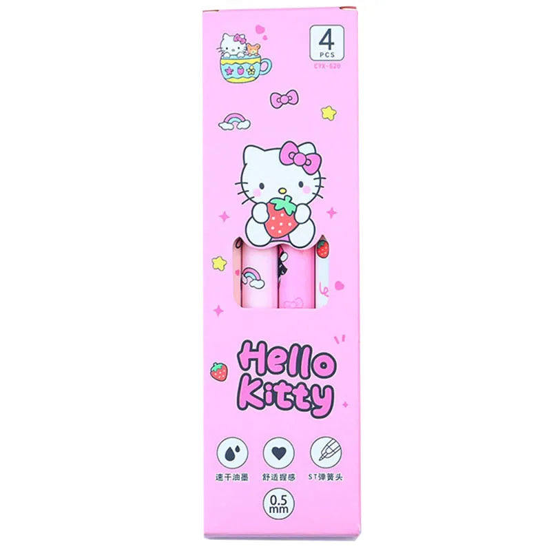 4Pcs Sanrio Hello Kitty Pen Gel Black Bullet Tip Cartoon 0.5mm  Ballpoint Pen School Office Supplies Stationery Accessories Gift-5
