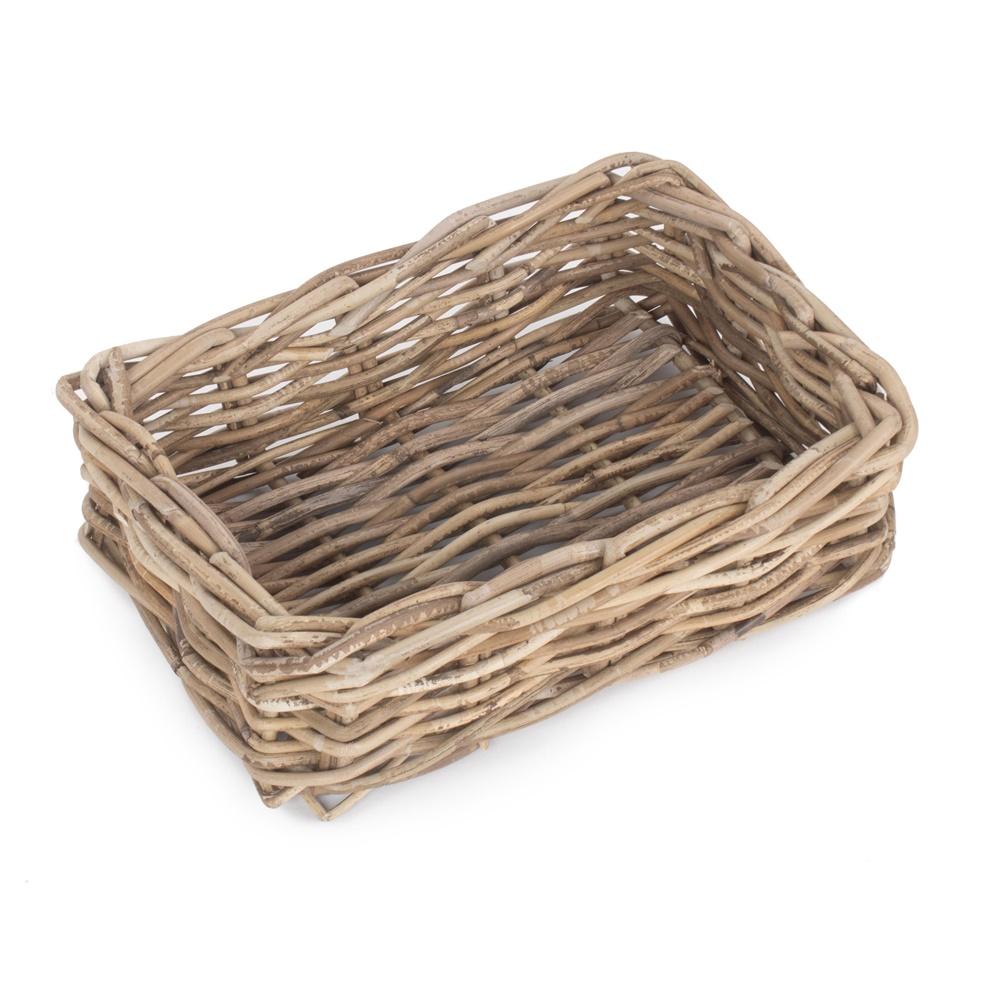 Shallow Kubu Grey Rattan Rectangular Basket-1