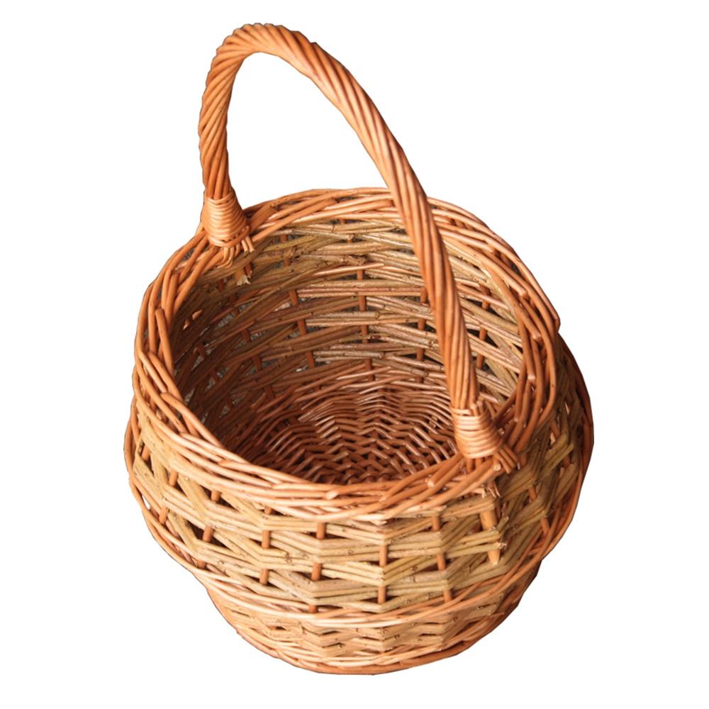 Small Rustic Egg Wicker Shopping Basket-0