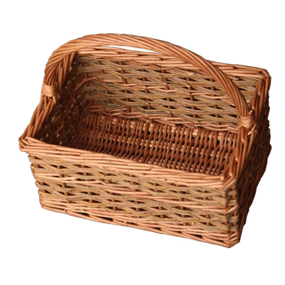 Small Rustic Rectangular Wicker Shopping Basket-0