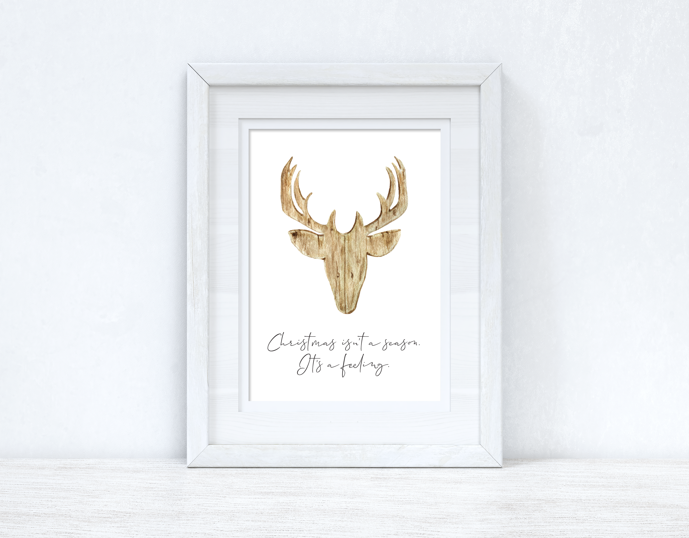 Stag Rustic Christmas Quote Seasonal Wall Home Decor Print-1