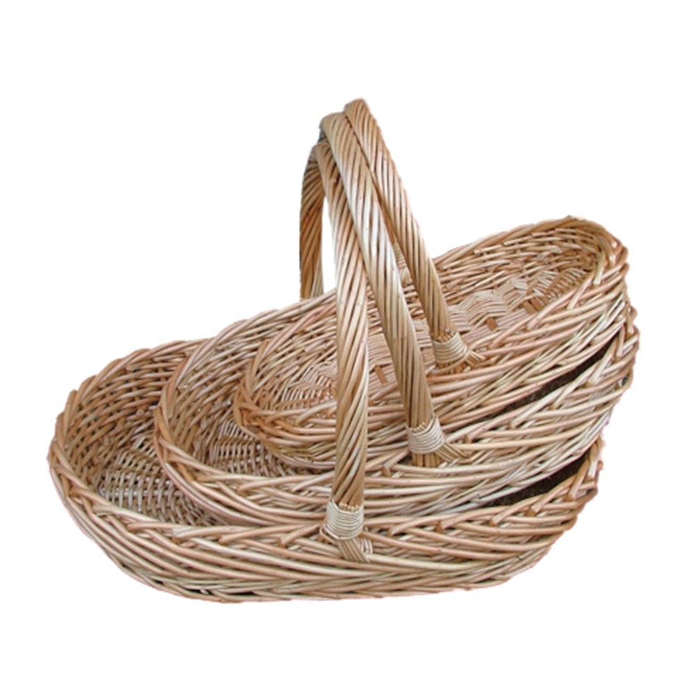 Set of 3 Oval Buff Wicker Garden Trug-0