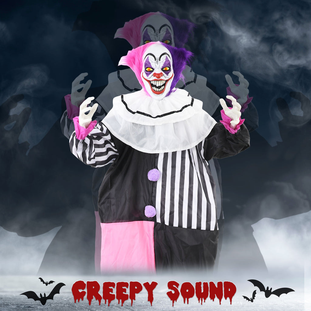 5'6" Scary Laughing Clown Halloween Animatronic, with Glowing Eyes-3