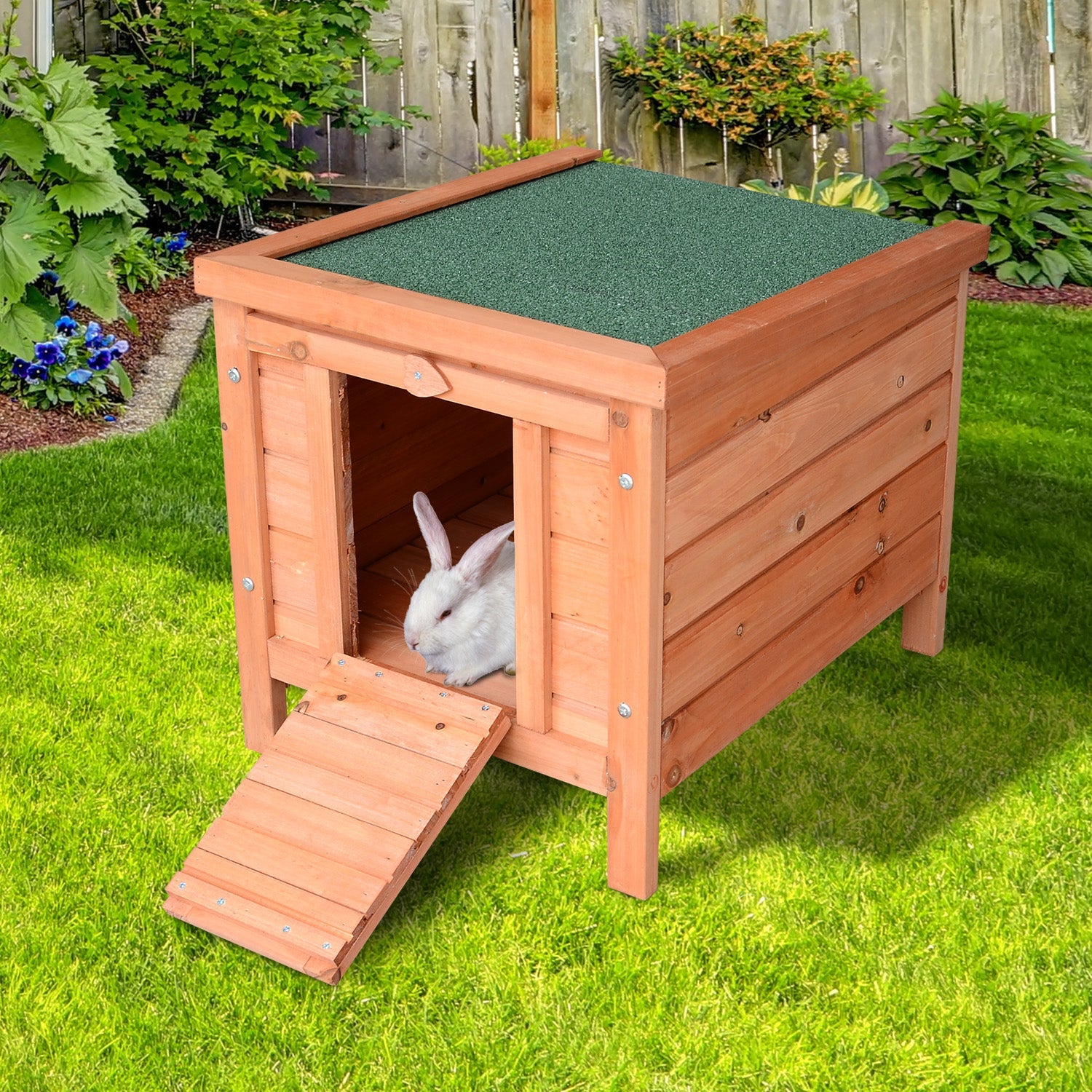 20" Wooden Rabbit Hutch-Fir Wood-1