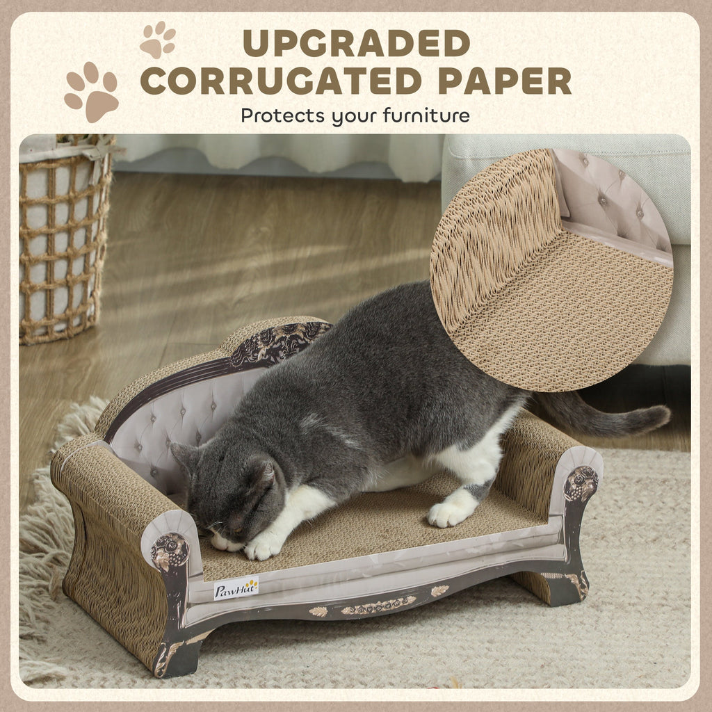 2-in-1 Cat Scratcher with Organic Catnip for Indoor Cats, 29.5 x 56 x 26cm, Brown-4