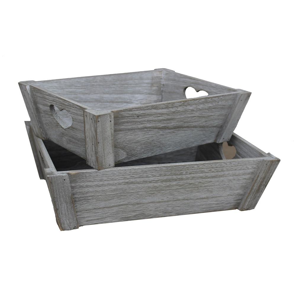 Vintage Heart Cut Handle Wooden Tray-0