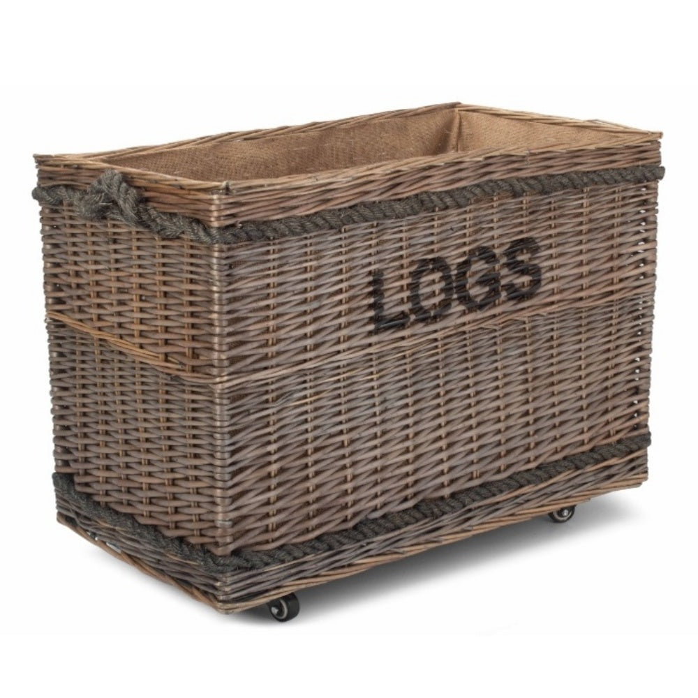 Jumbo Wicker Log Basket on Wheels-0