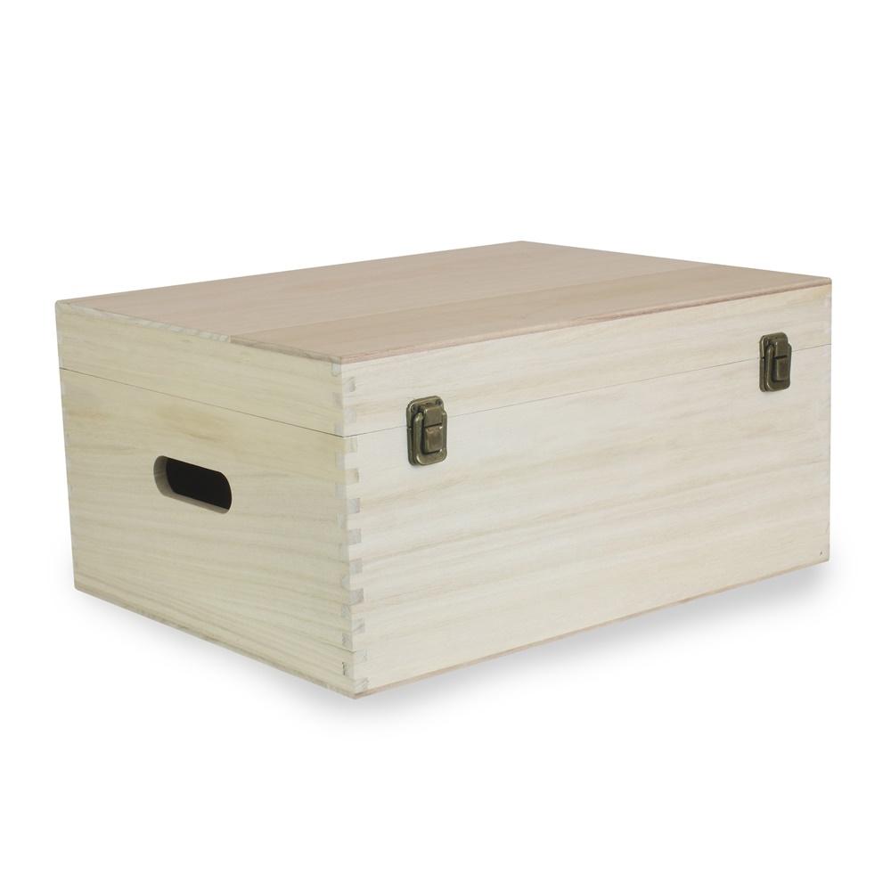 40cm Unvarnished Softwood Storage Box-0