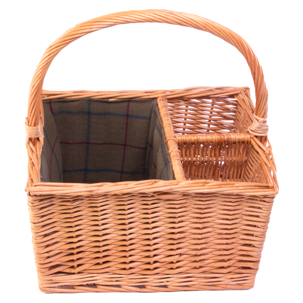 Wicker 2 Bottle Carrier with Lining Picnic Basket-0
