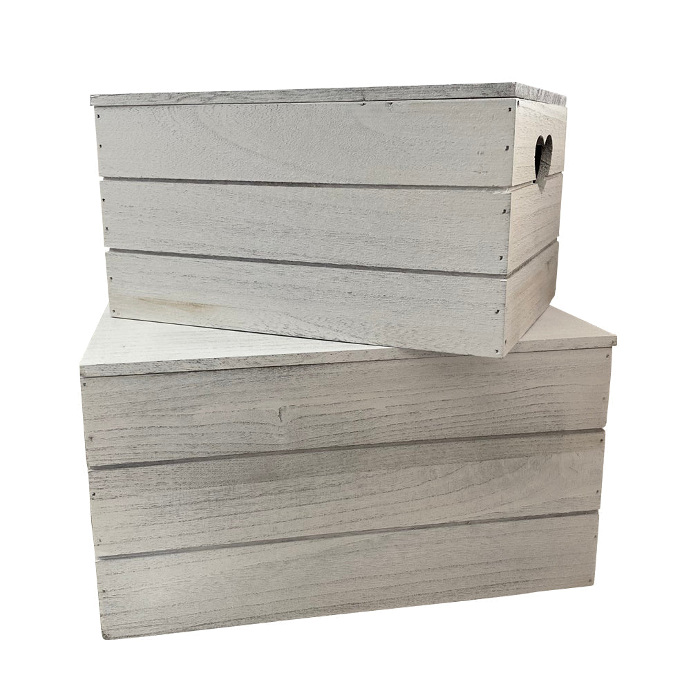 Vintage Effect Heart Cut Handle Lidded Wooden Storage Box-0