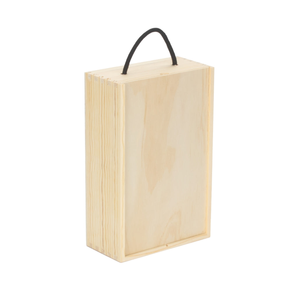 2 Beer Bottle Pinewood Carry Case with Solid Lid-0