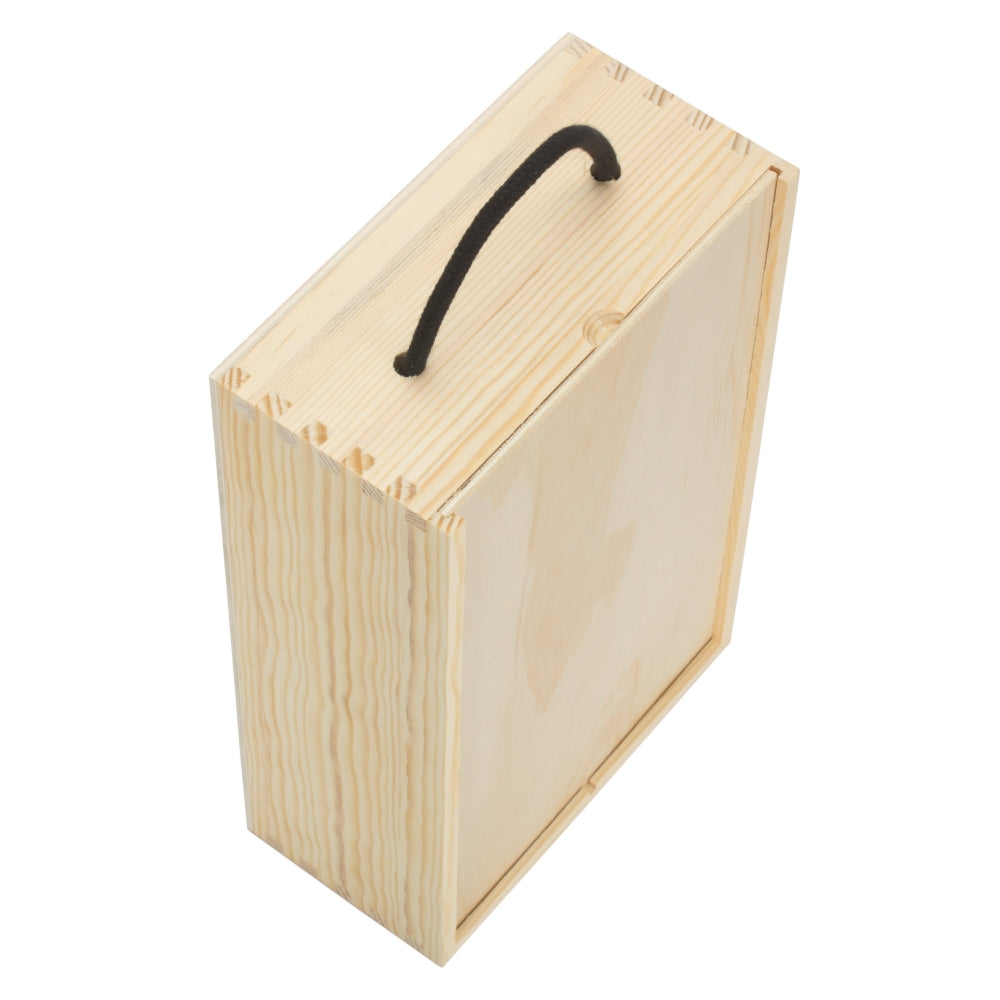 2 Beer Bottle Pinewood Carry Case with Solid Lid-1