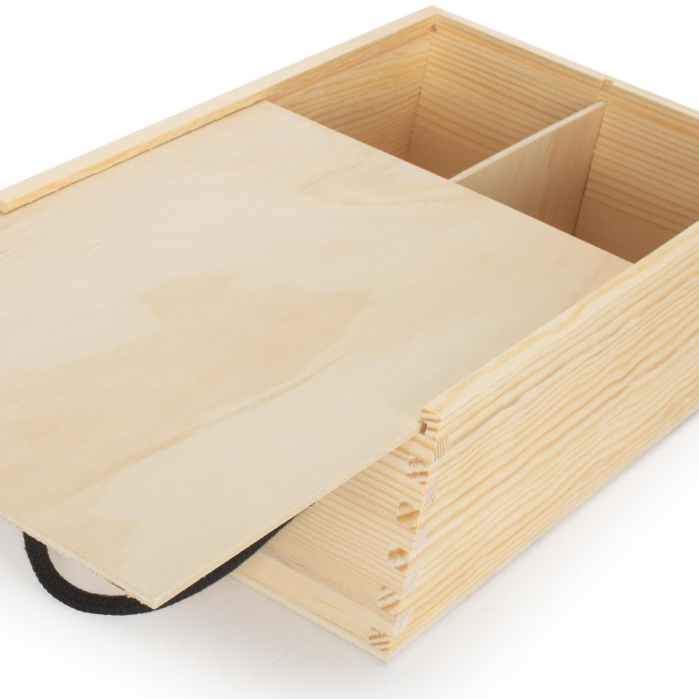 2 Beer Bottle Pinewood Carry Case with Solid Lid-2