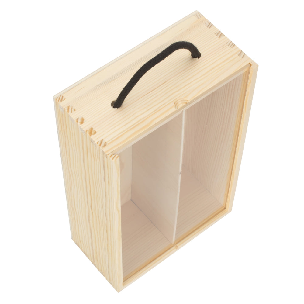 2 Beer Bottle Pinewood Carry Case with Acrylic Lid-1