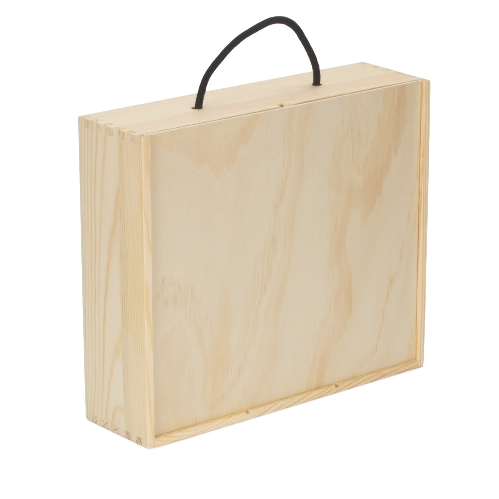 4 Beer Bottle Pinewood Carry Case with Solid Lid-0