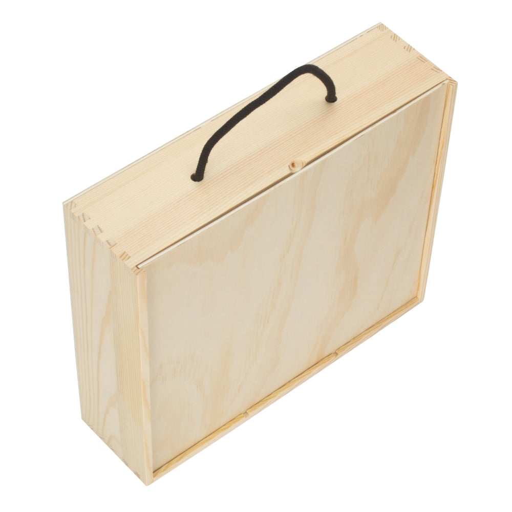 4 Beer Bottle Pinewood Carry Case with Solid Lid-1