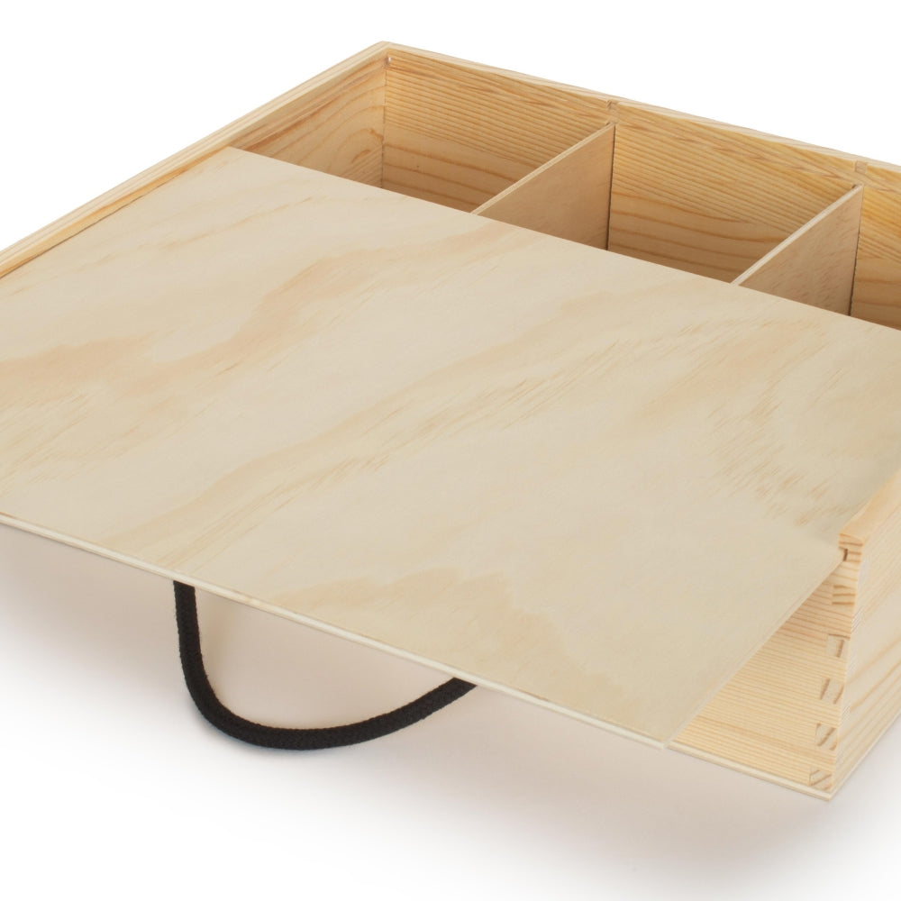 4 Beer Bottle Pinewood Carry Case with Solid Lid-2