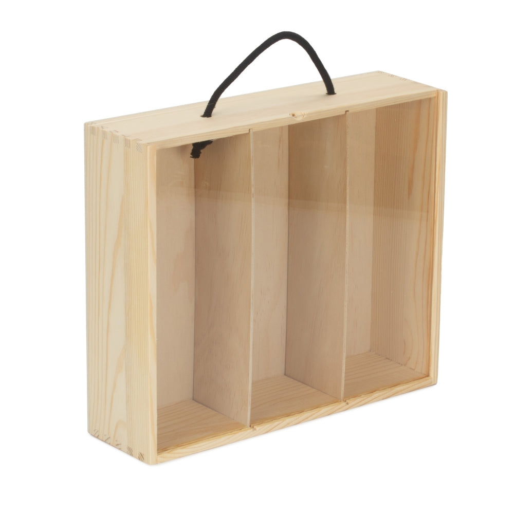 4 Beer Bottle Pinewood Carry Case with Acrylic Lid-0