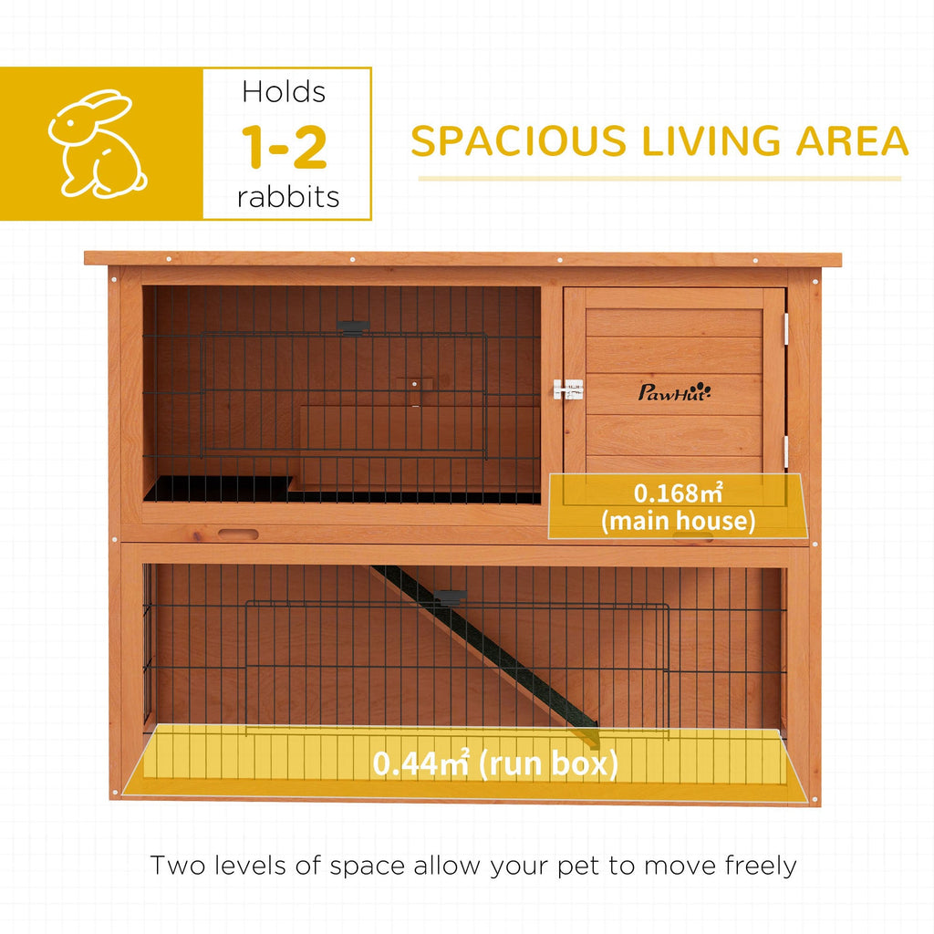 2 Tier Antiseptic Wood Rabbit Hutch with Run Outdoor 92cm Orange-4