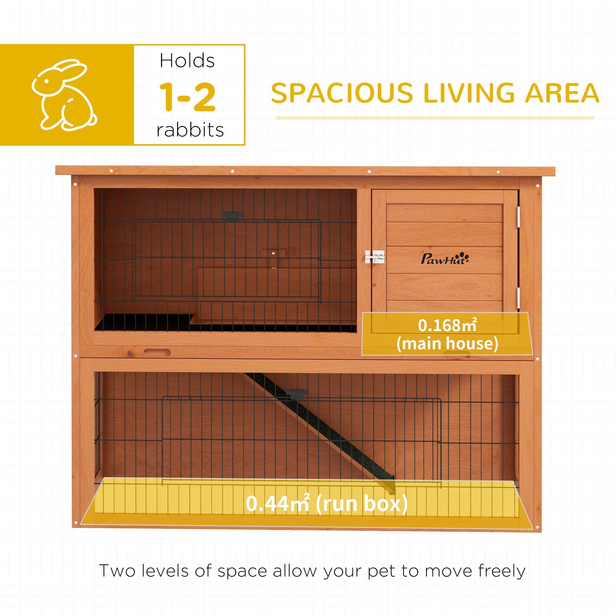 2 Tier Antiseptic Wood Rabbit Hutch with Run Outdoor 92cm Orange-4