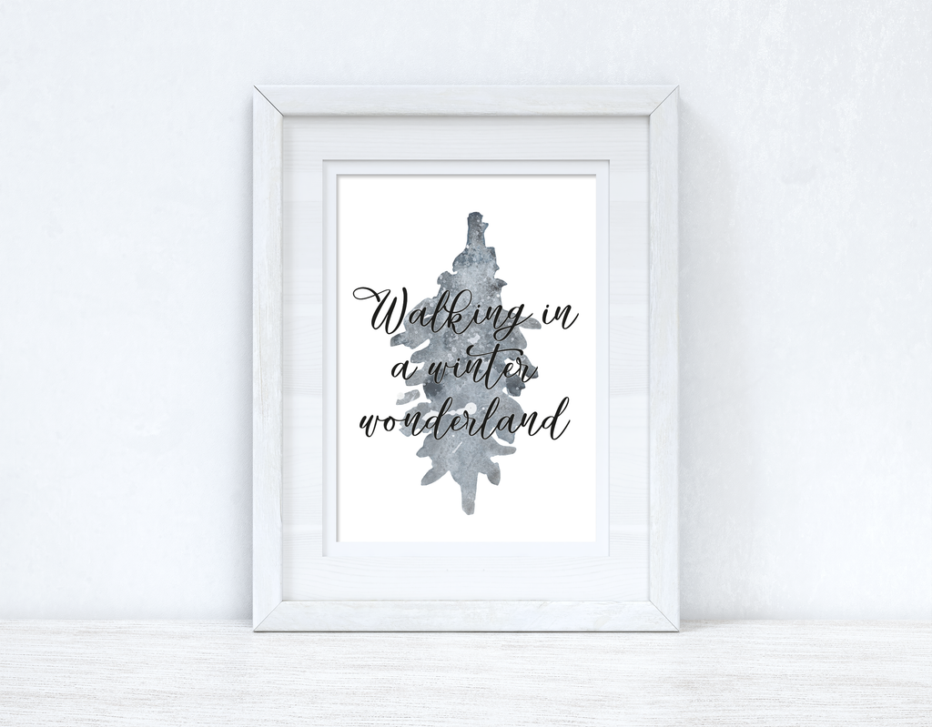 Walking In A Winter Wonderland Grey Tree Winter Christmas Seasonal Wall Home Decor Print-2