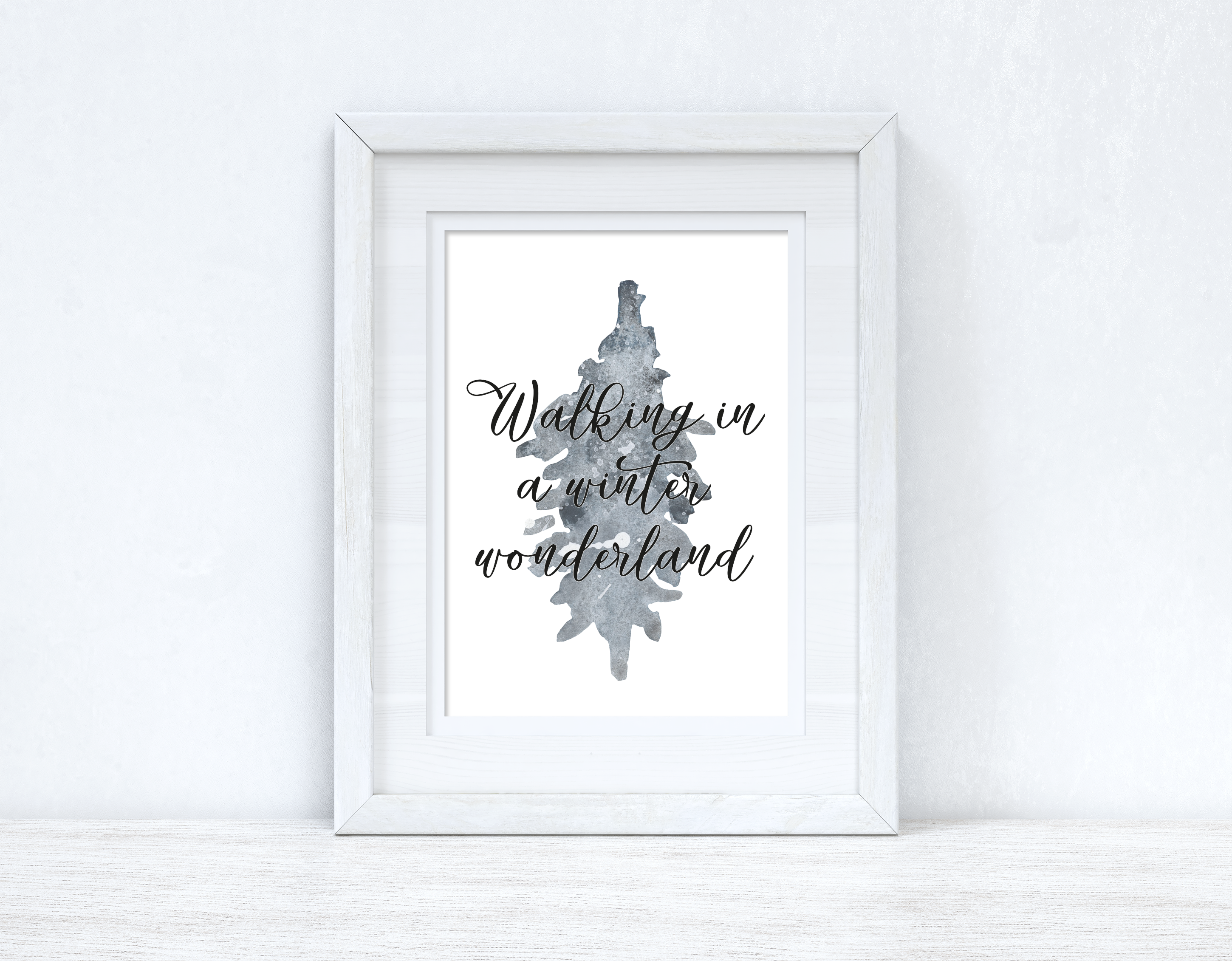 Walking In A Winter Wonderland Grey Tree Winter Christmas Seasonal Wall Home Decor Print-2