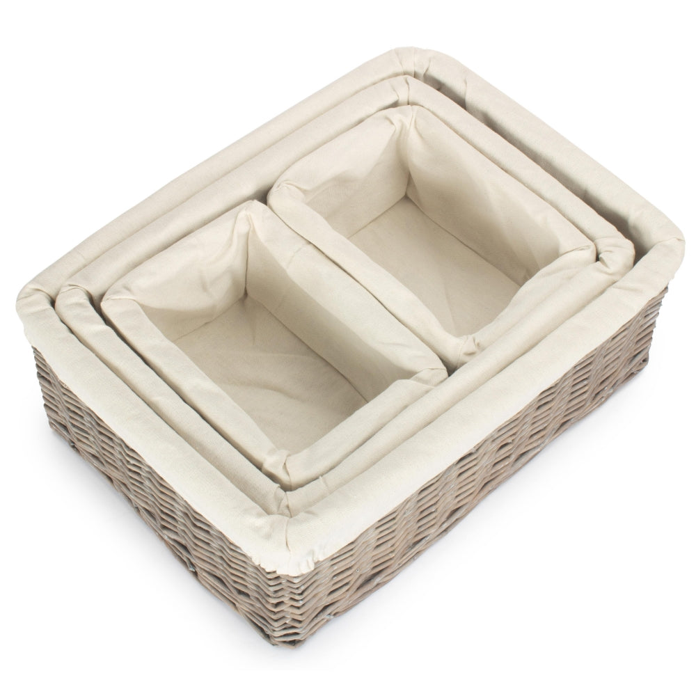 Wicker Grey Wash Lined Storage Tray-1