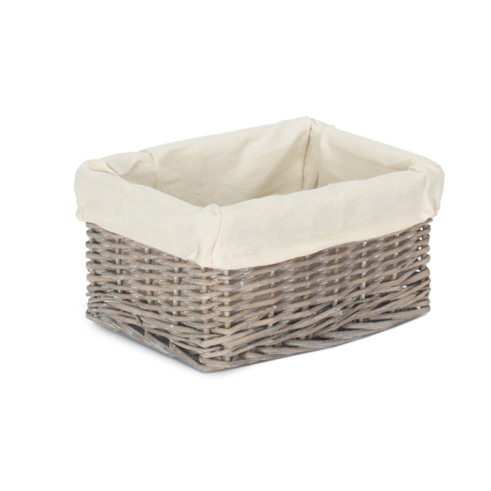 Wicker Grey Wash Lined Storage Tray-2