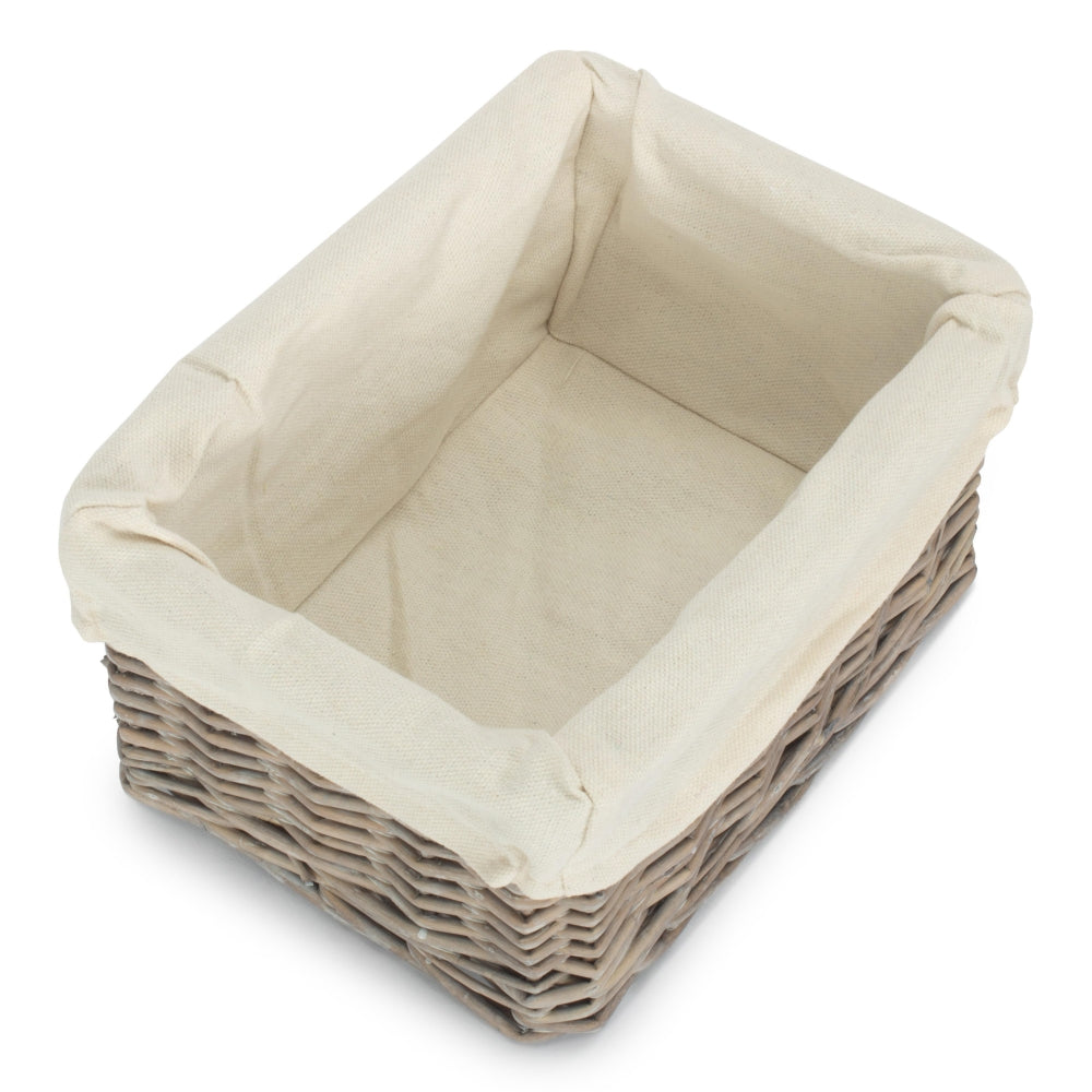 Wicker Grey Wash Lined Storage Tray-3