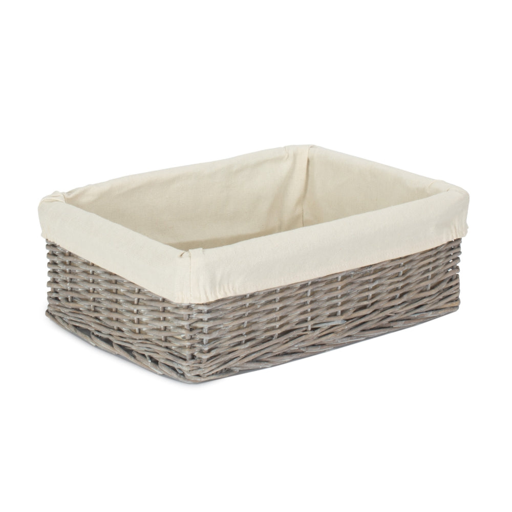 Wicker Grey Wash Lined Storage Tray-4