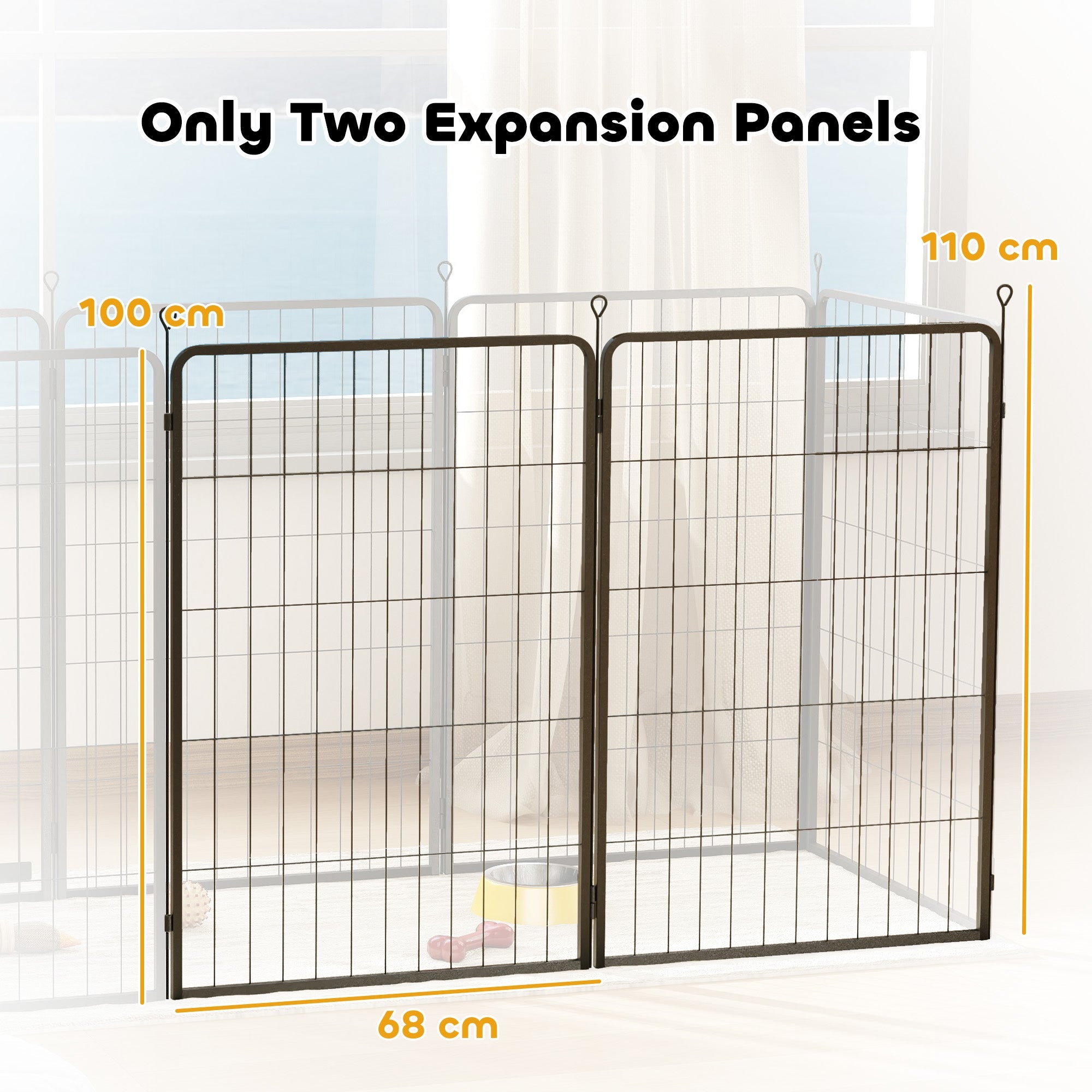 2 Piece Dog Pen Expansion Pack for 100cm High Animal Pen with 3 Connecting Stakes-2