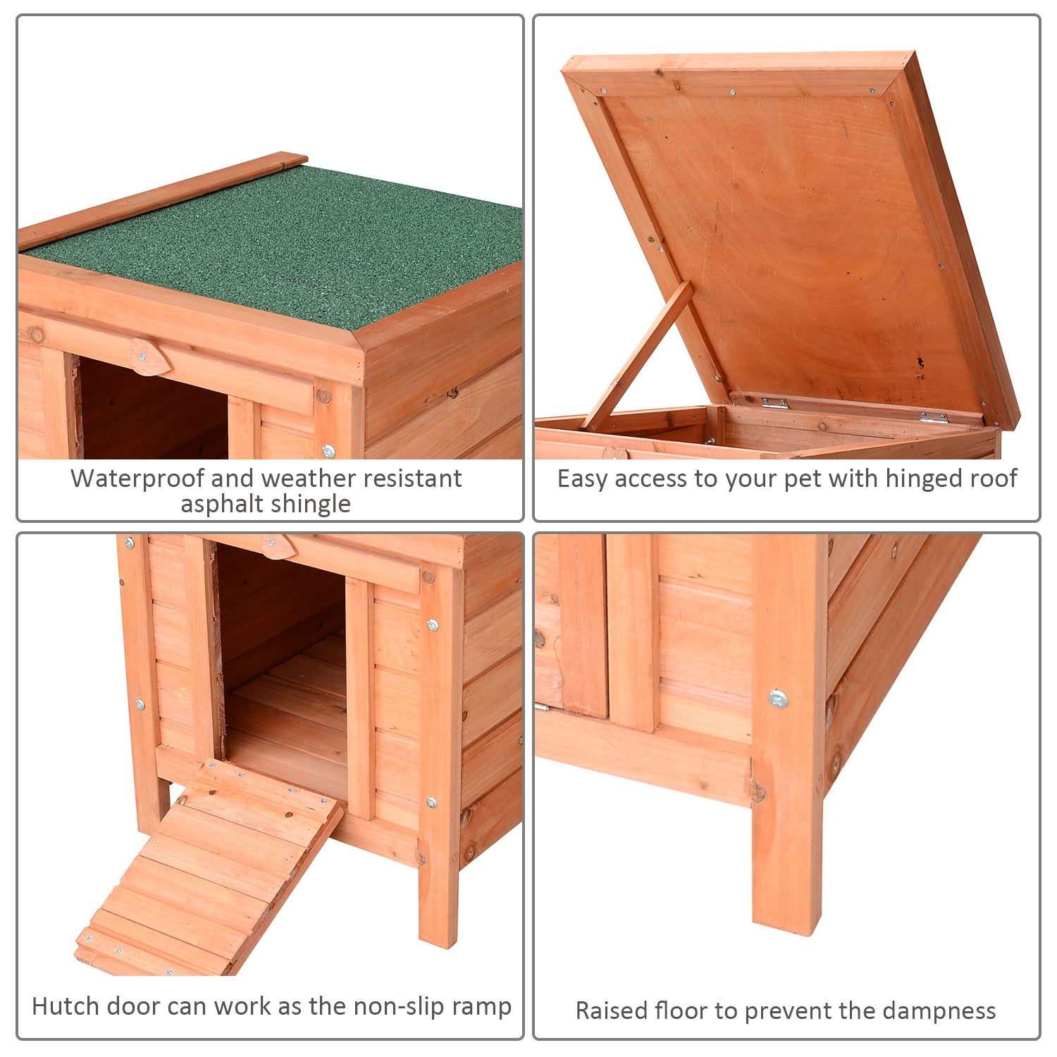 20" Wooden Rabbit Hutch-Fir Wood-3
