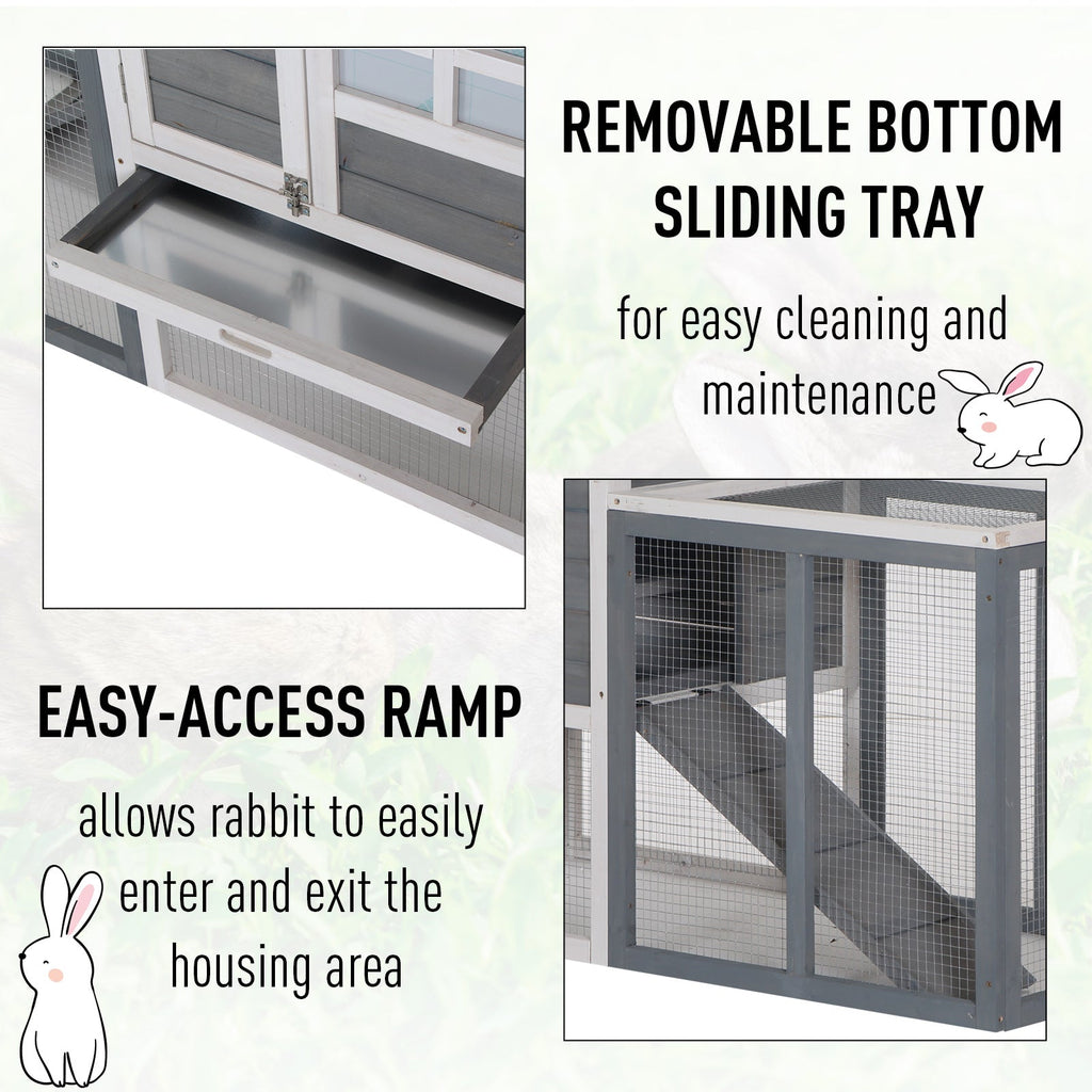 2 Tier Wooden Guinea Pigs Hutches Guinea Pig Cage Rabbit Cage Pull Out Tray W/ Ramp 122 x 62.6 x 92 cm-4