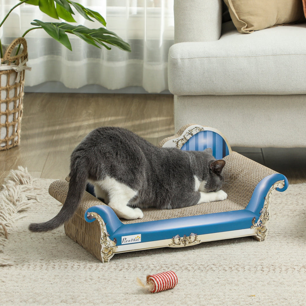 2-in-1 Cat Scratching Board with Catnip for Indoor Cats, 26.5 x 57 x 26.5cm, Blue-1