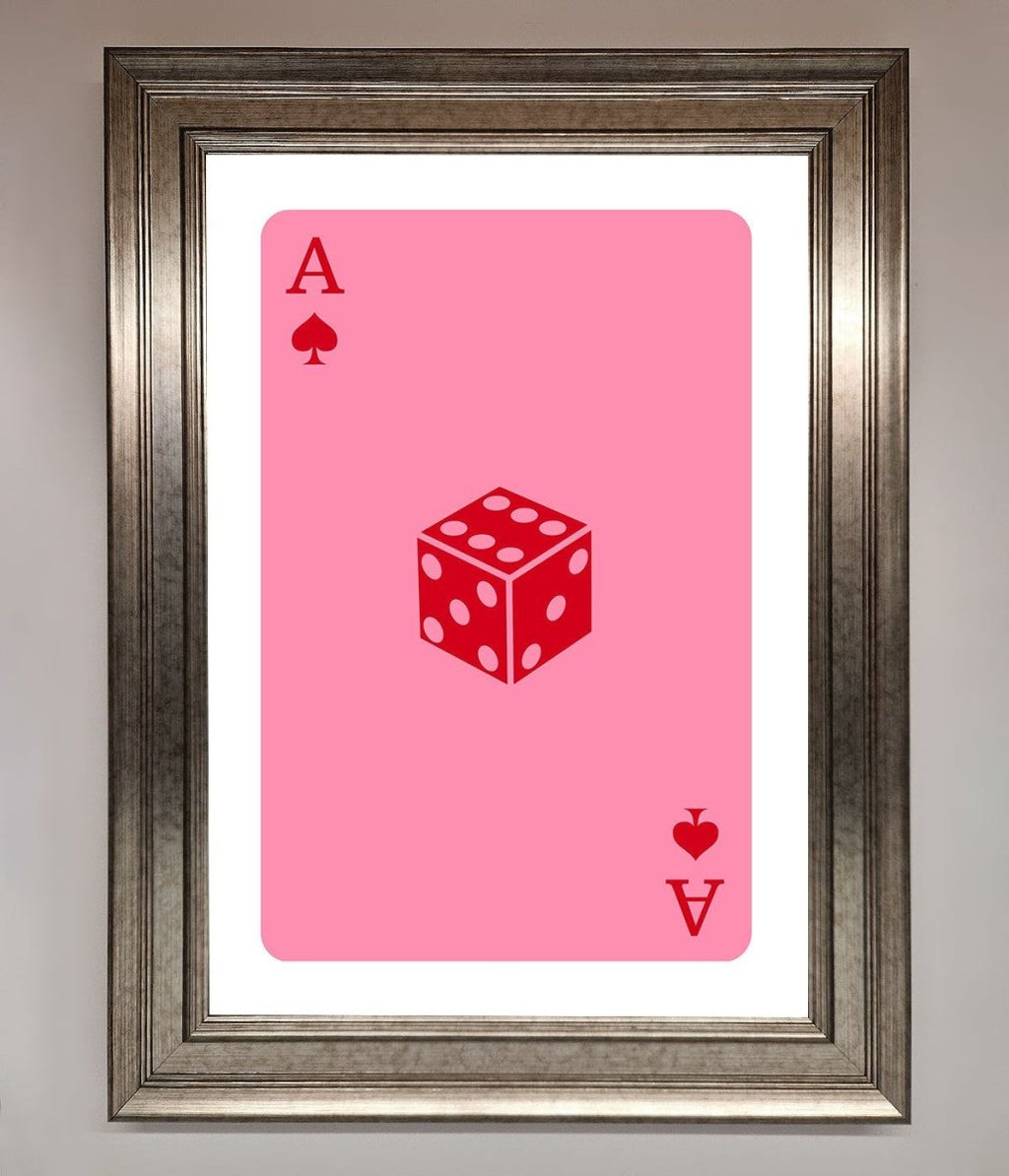 Ace Of Spades Poker Pink Framed Wall Art-5