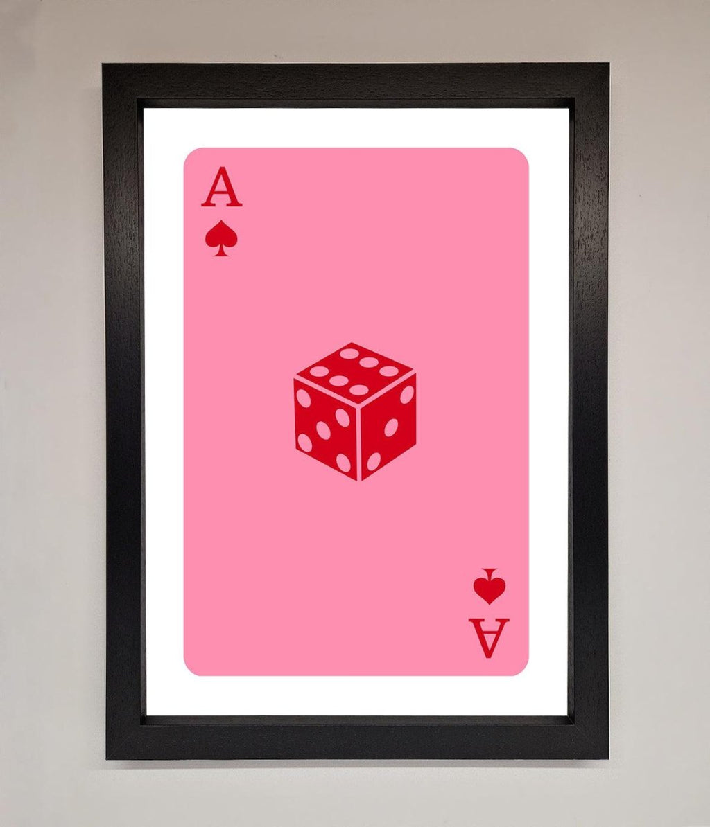 Ace Of Spades Poker Pink Framed Wall Art-1