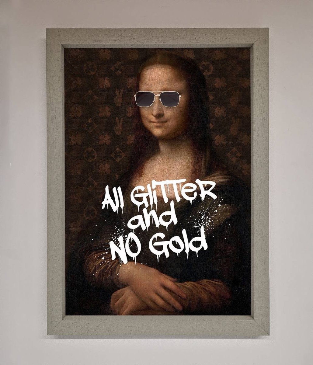 All Glitter No Gold Mona Lisa Framed Print-3