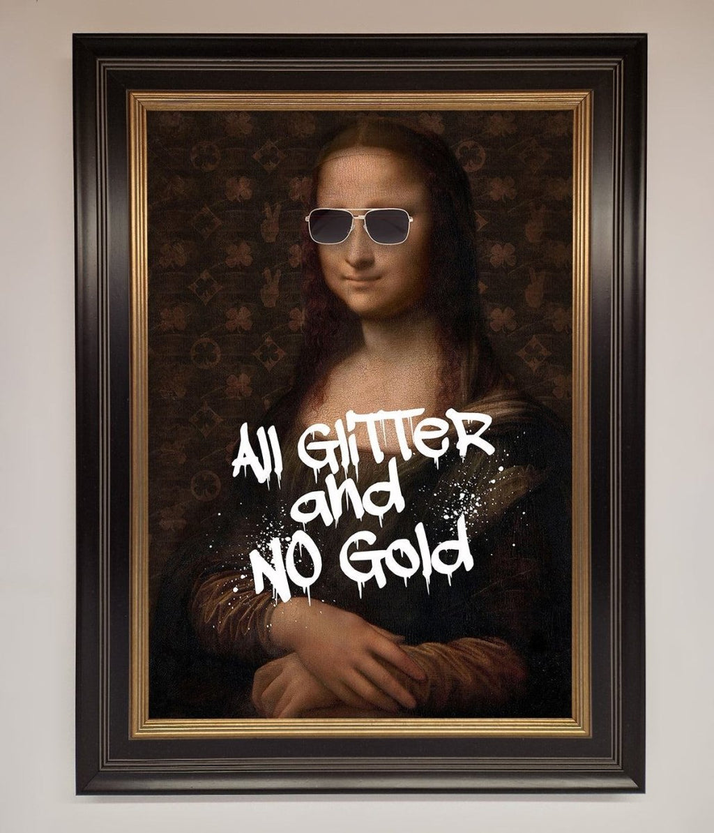 All Glitter No Gold Mona Lisa Framed Print-9