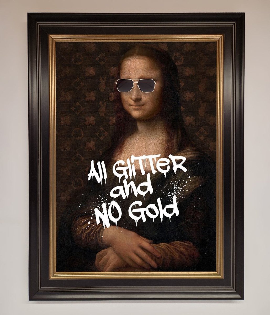 All Glitter No Gold Mona Lisa Framed Print-9