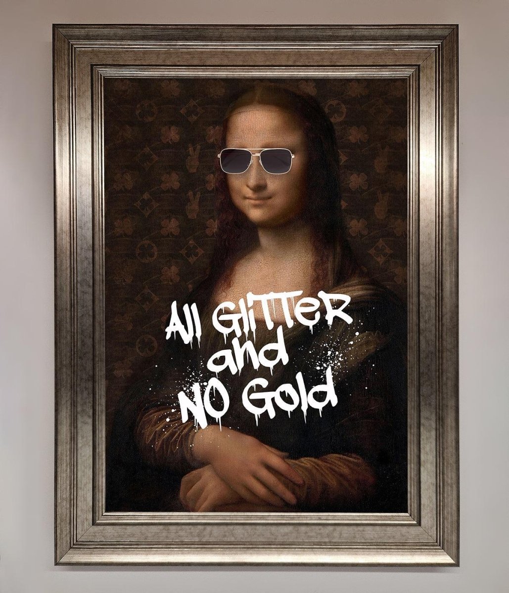 All Glitter No Gold Mona Lisa Framed Print-5