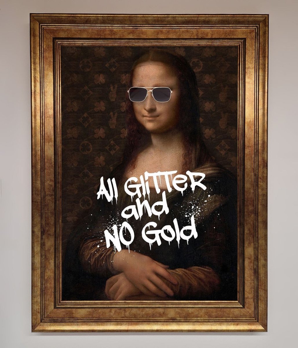 All Glitter No Gold Mona Lisa Framed Print-7