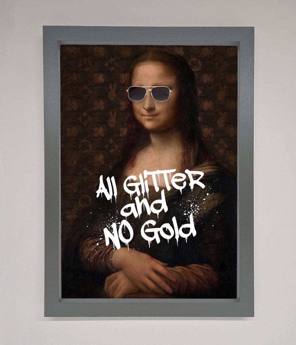 All Glitter No Gold Mona Lisa Framed Print-4