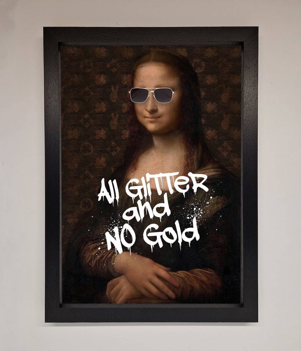 All Glitter No Gold Mona Lisa Framed Print-1