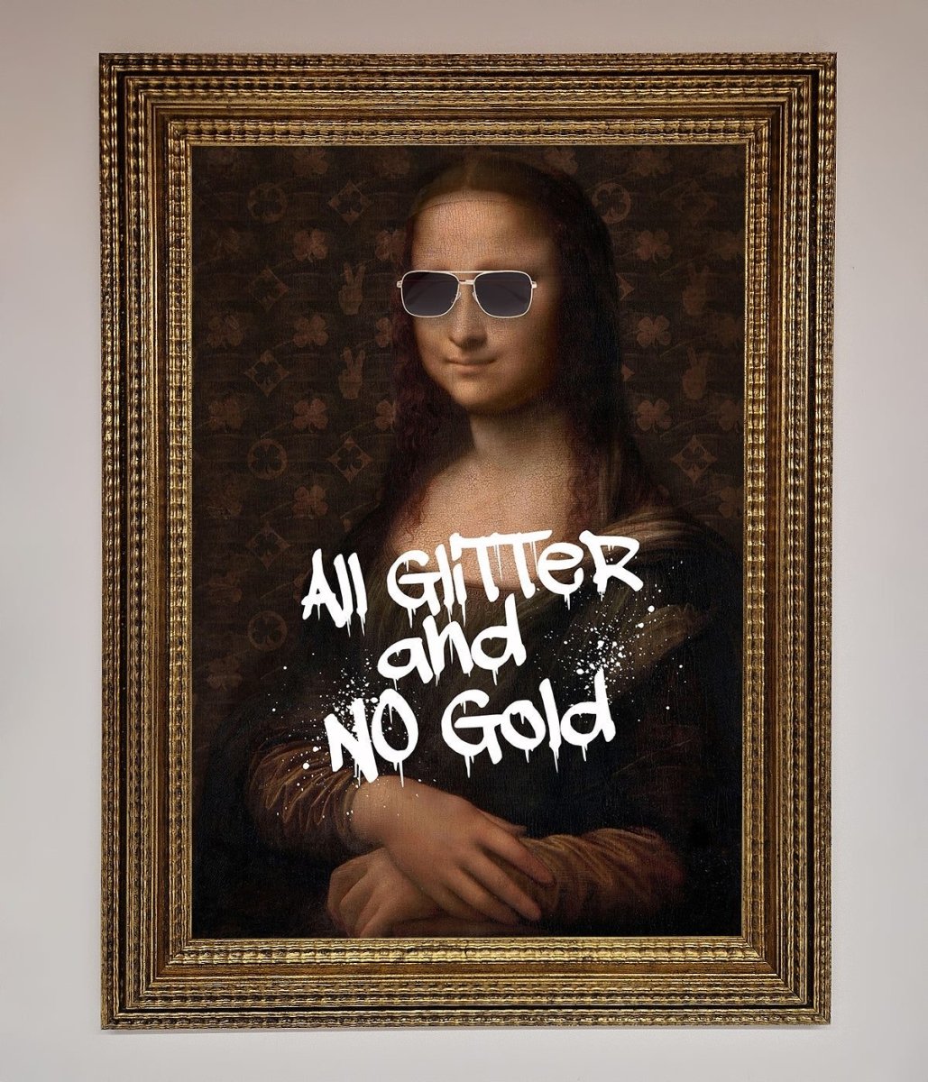 All Glitter No Gold Mona Lisa Framed Print-0