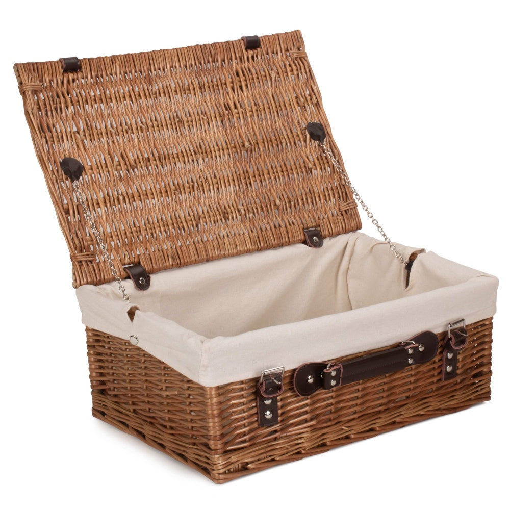 46cm Double Steamed Willow Wicker Picnic Basket-5