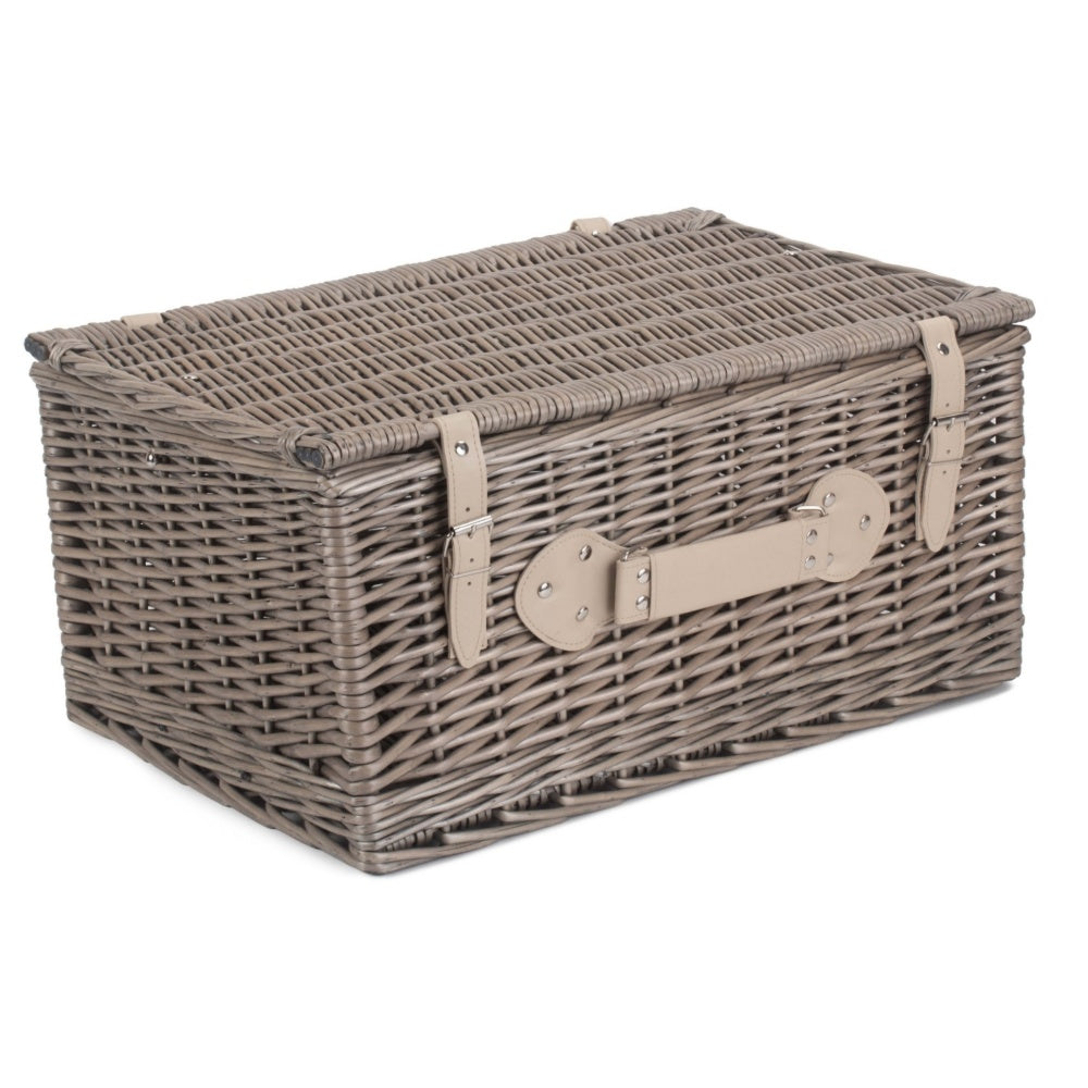56cm Antique Wash Willow Picnic Wicker Basket-1