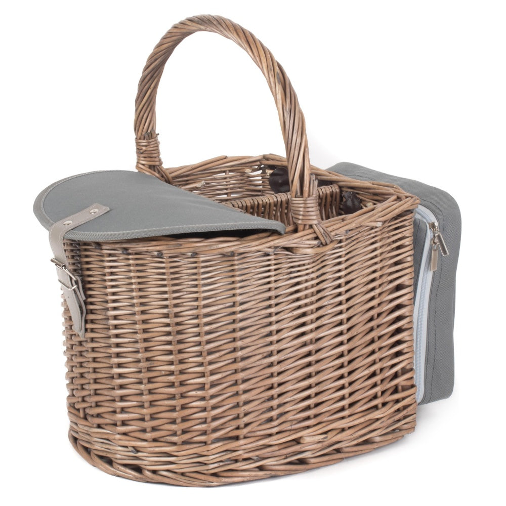 2 Bottle Beach Wicker Picnic Basket Hamper-4